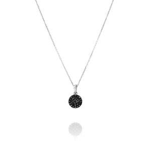 14K Gold Round Black Natural Diamonds Necklace Fine Jewelry