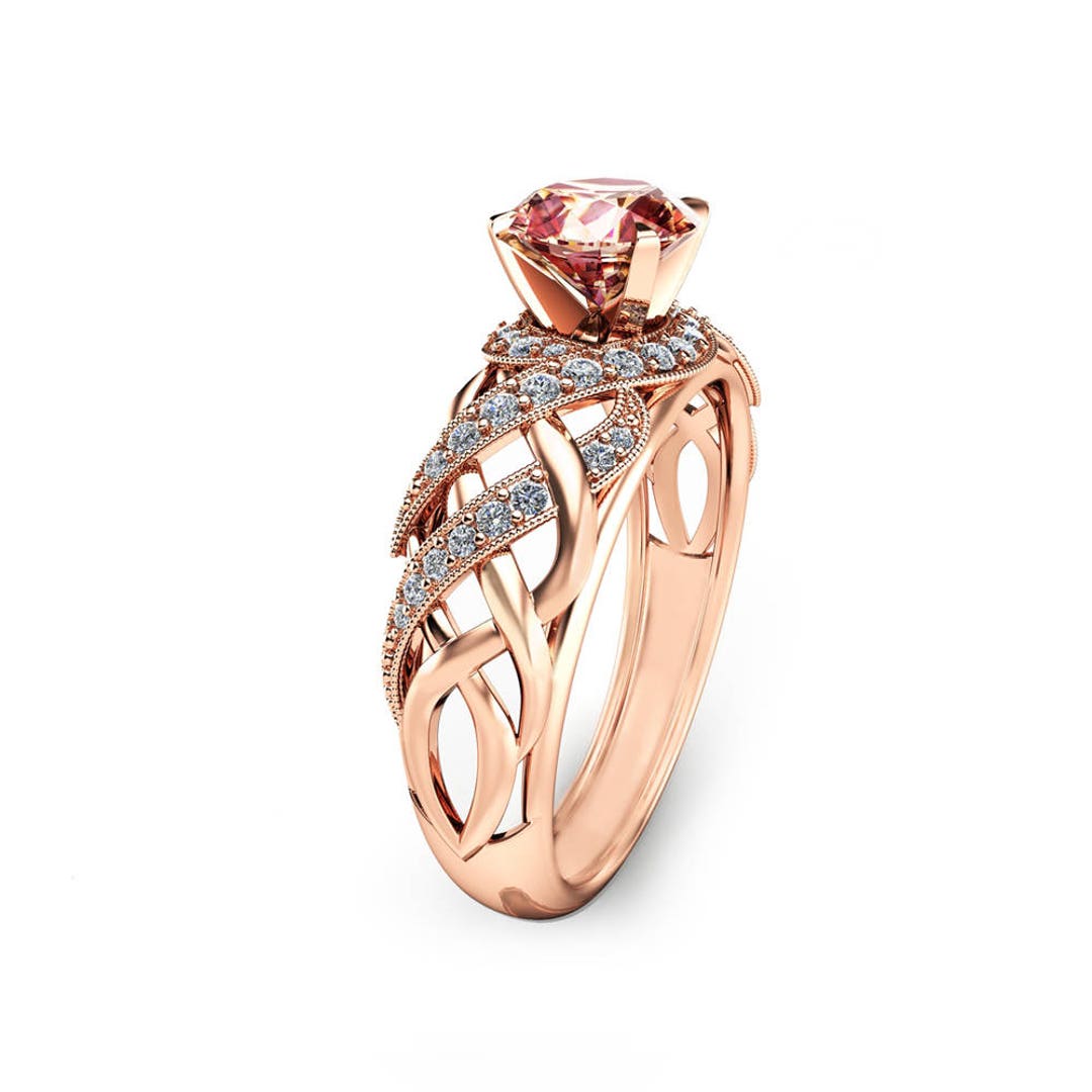 Unique Rose Gold Braided Diamonds and Morganite Ring Gemstone - Etsy
