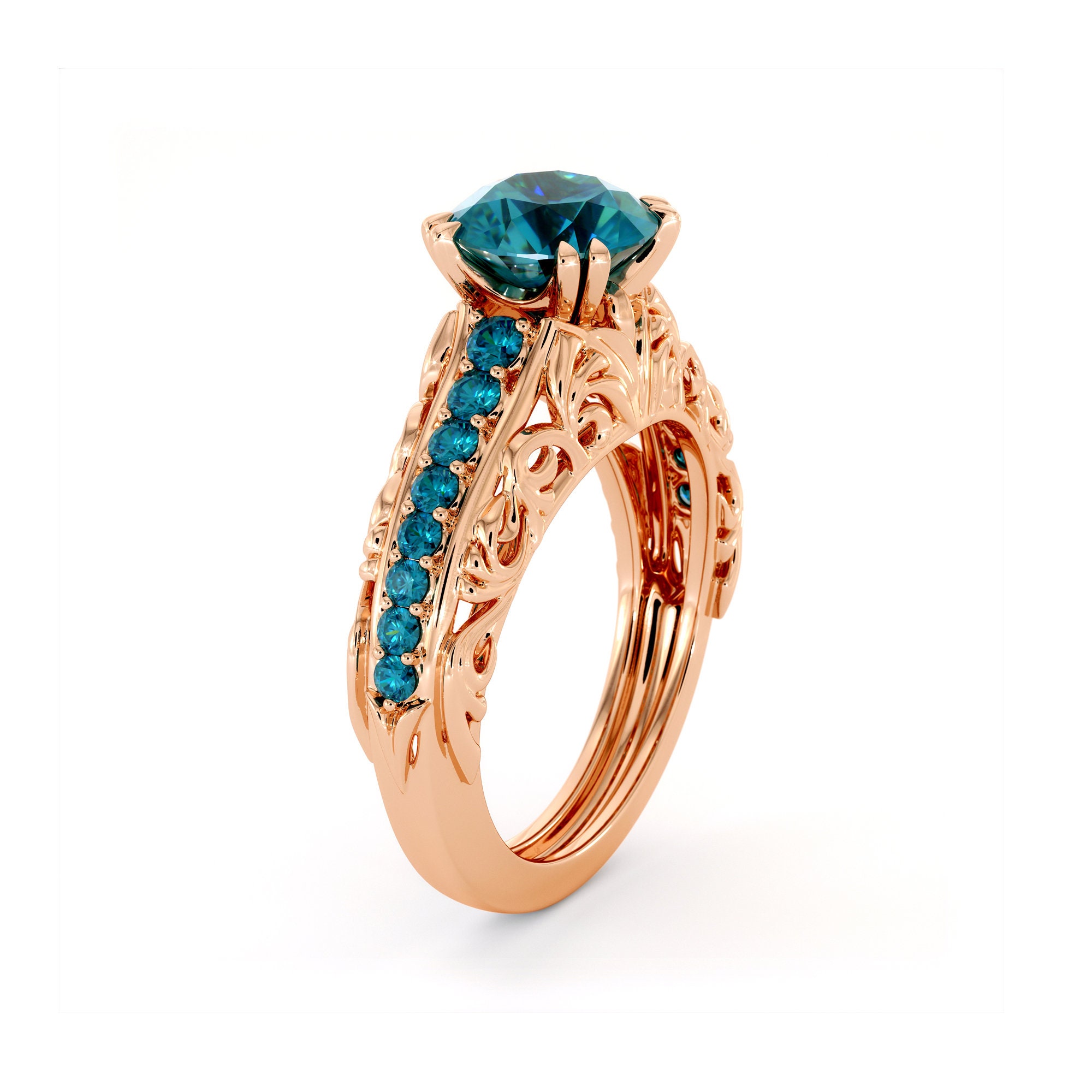 Princess Cut 2 Carat Blue Lab Diamond Engagement Ring, Luxurious Fancy Color  Diamond Ring - Etsy