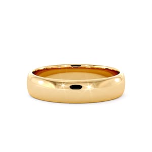Classic Men’s Plain Wedding Band 5mm Solid 14K Gold Comfort Wedding Ring