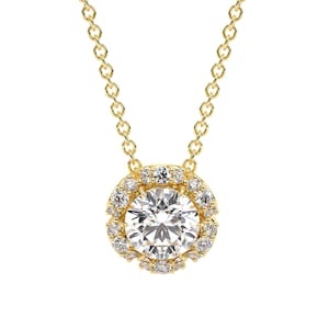 Fancy Halo Moissanite Pendant 14K Gold Necklace Gift For Her