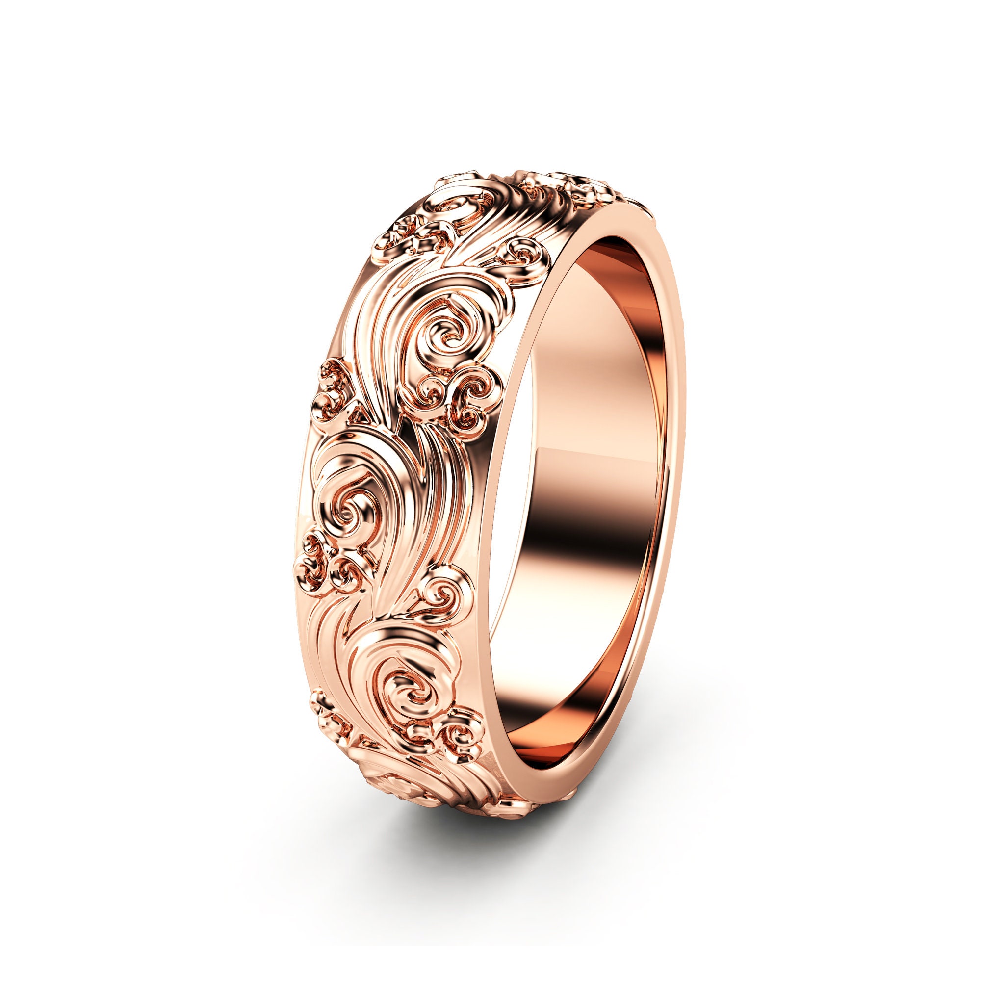 Mens Wedding Band Rose Gold Wedding Band Unique Wedding Ring | Etsy Mens Wedding Band Rose Gold Wedding Band Unique Wedding Ring | Etsy