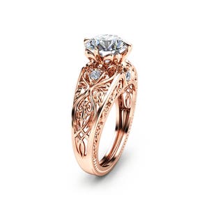 14K Rose Gold Art Deco Lab Grown Diamond Engagement Ring