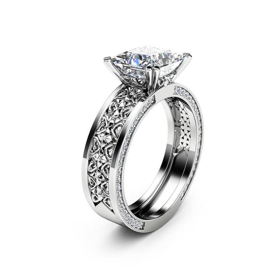 7mm Princess Moissanite Engagement Ring Forever Brilliant | Etsy