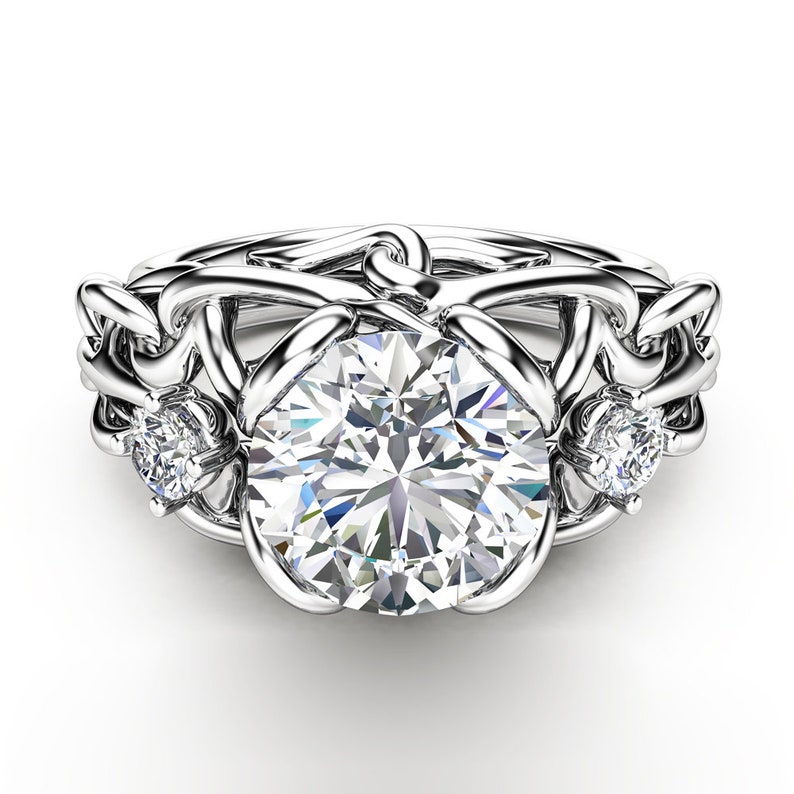 Celtic Engagement Ring 14K White Gold Celtic Ring Unique Etsy