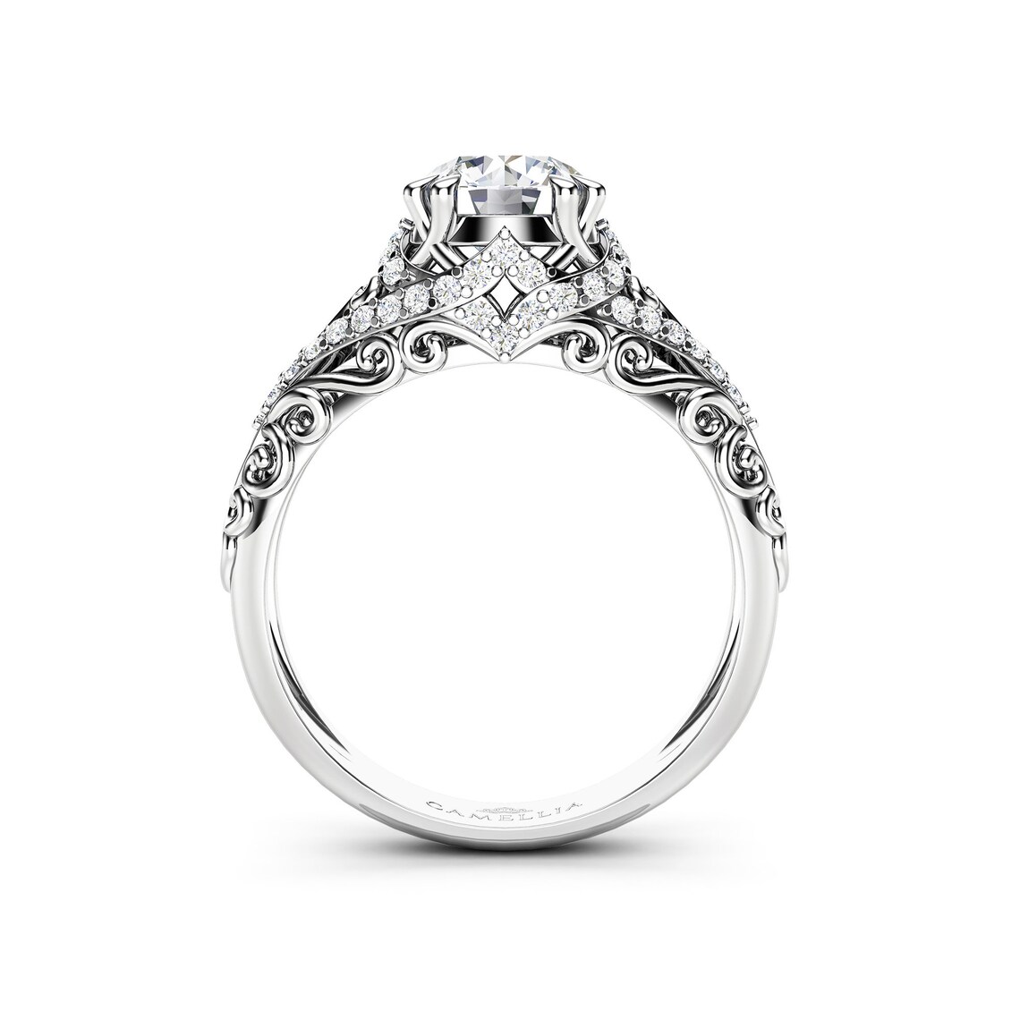 Laboratory Diamond Engagement Ring 14K White Gold Personalized | Etsy