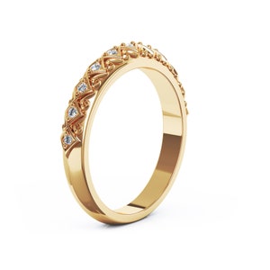 14k Gold Art Deco Diamant halbes Eternity Band