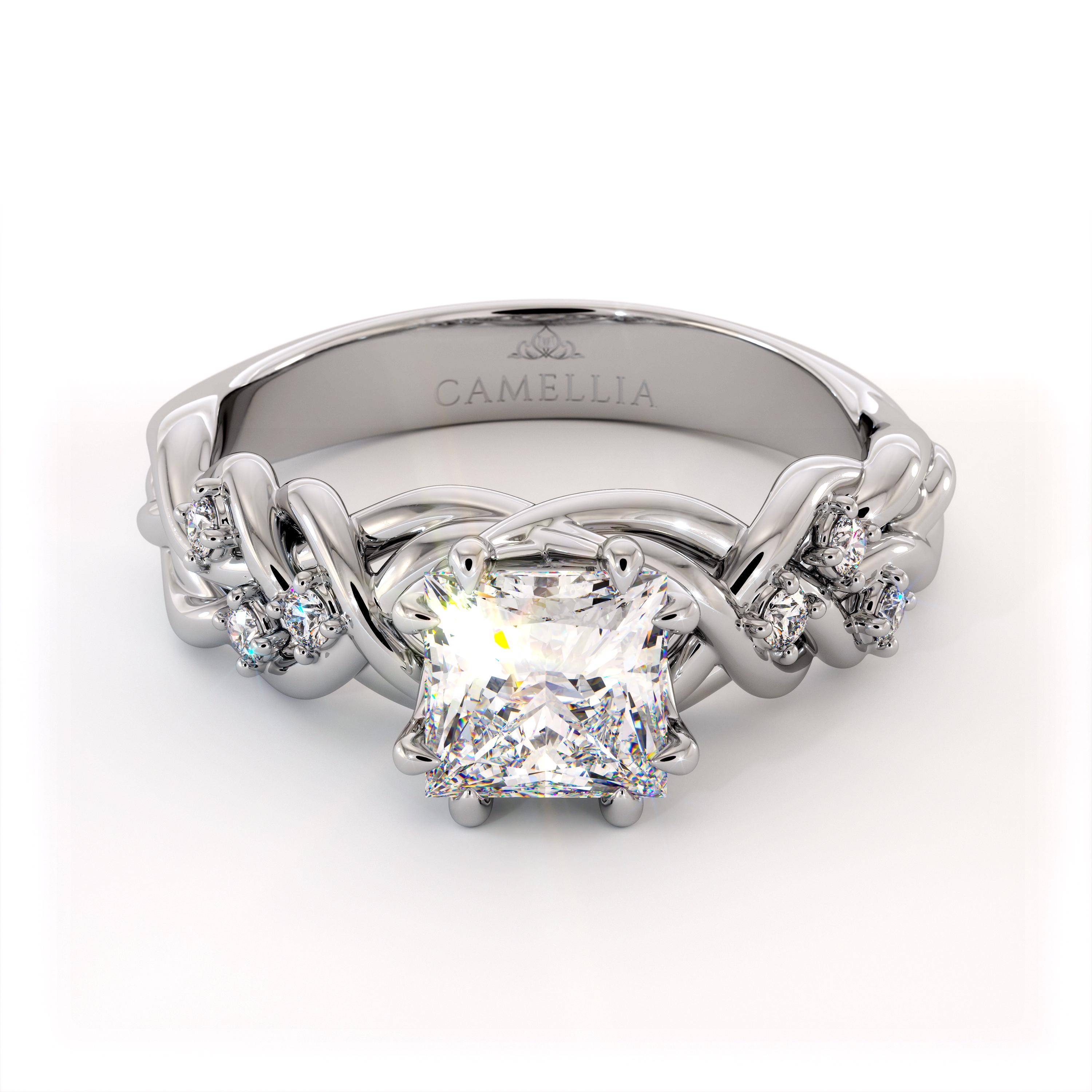 【完売品】CHANMINA AREA OF DIAMOND リングライト&バッグ Braided Princess Diamond Ring With Lab-grown Center Stone and