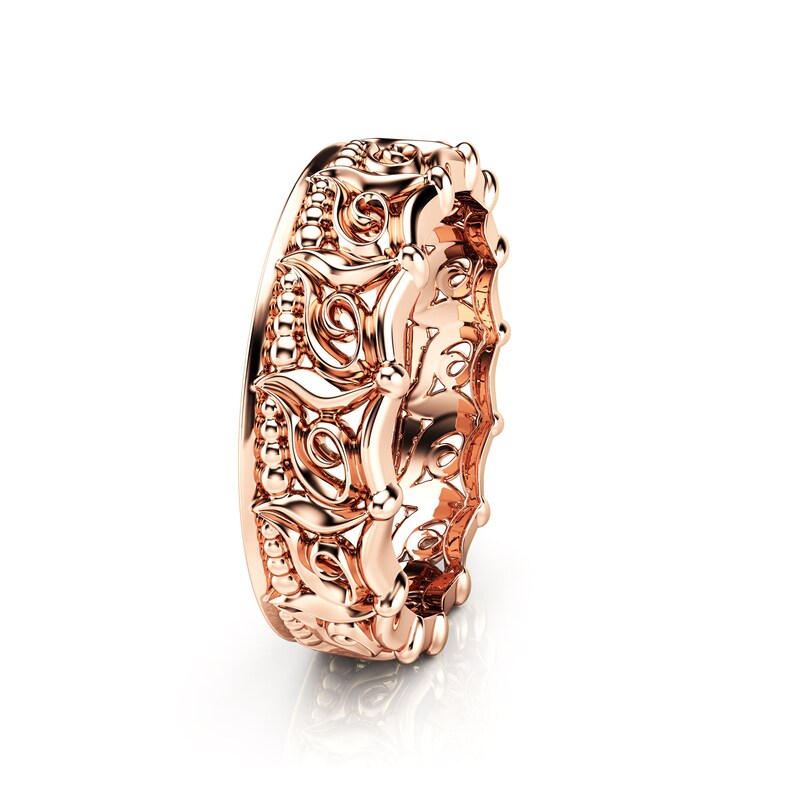 Unique Wedding Band Women Wedding Band Rose Gold Wedding Band Etsy