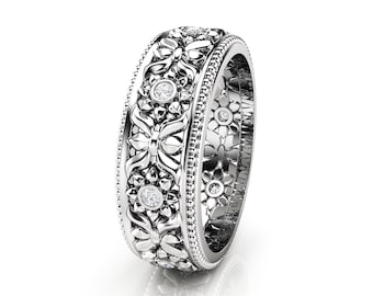 Diamond Wedding Band Unique Wedding Band Women Wedding Band