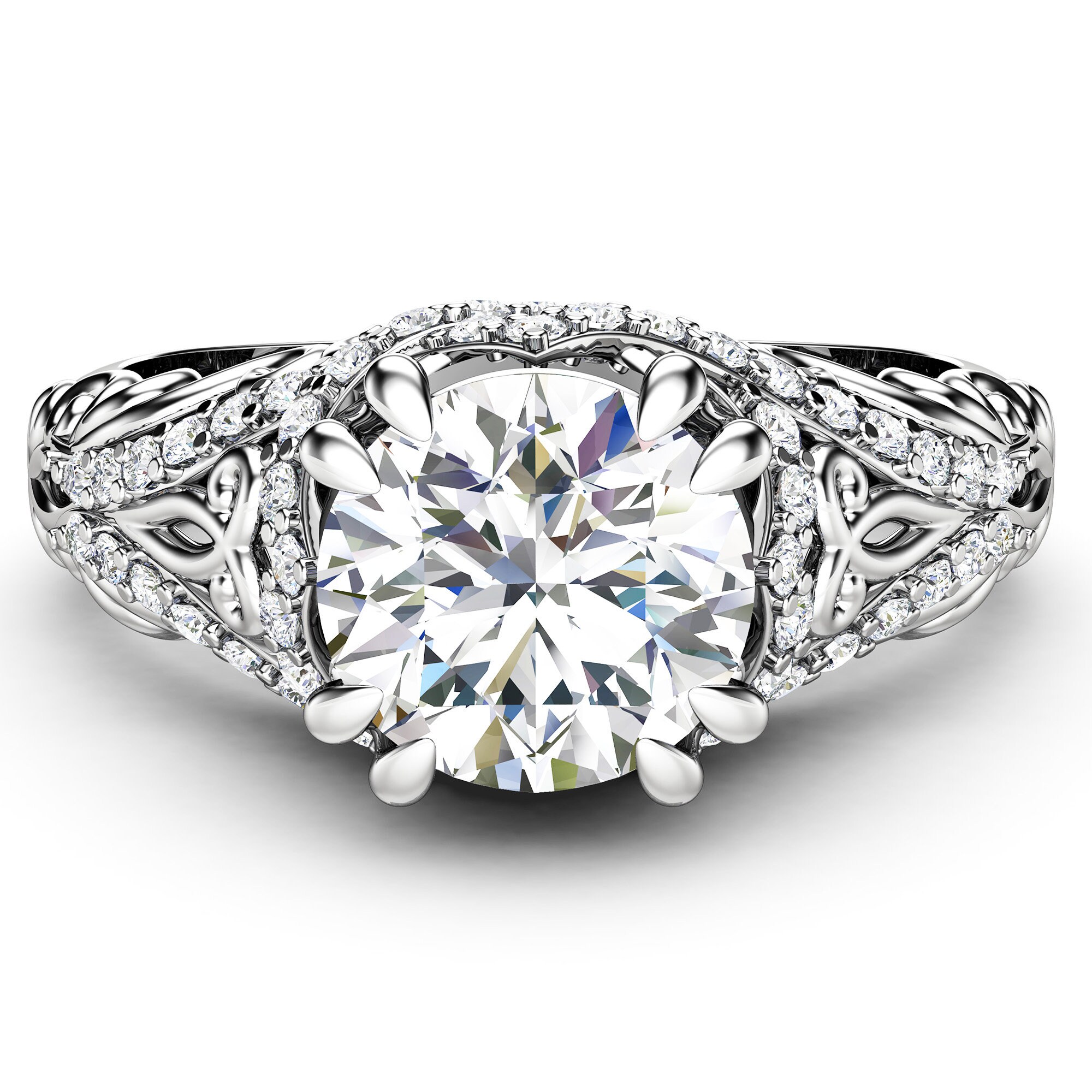 Laboratory Diamond Engagement Ring 14K White Gold Personalized Etsy
