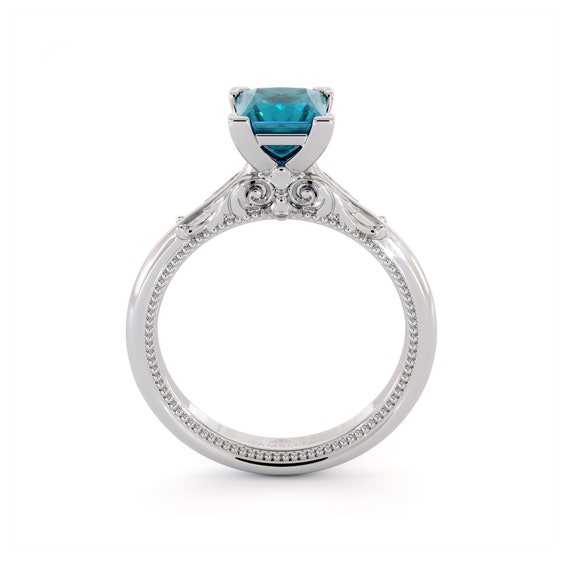 Princess cut shop blue diamond