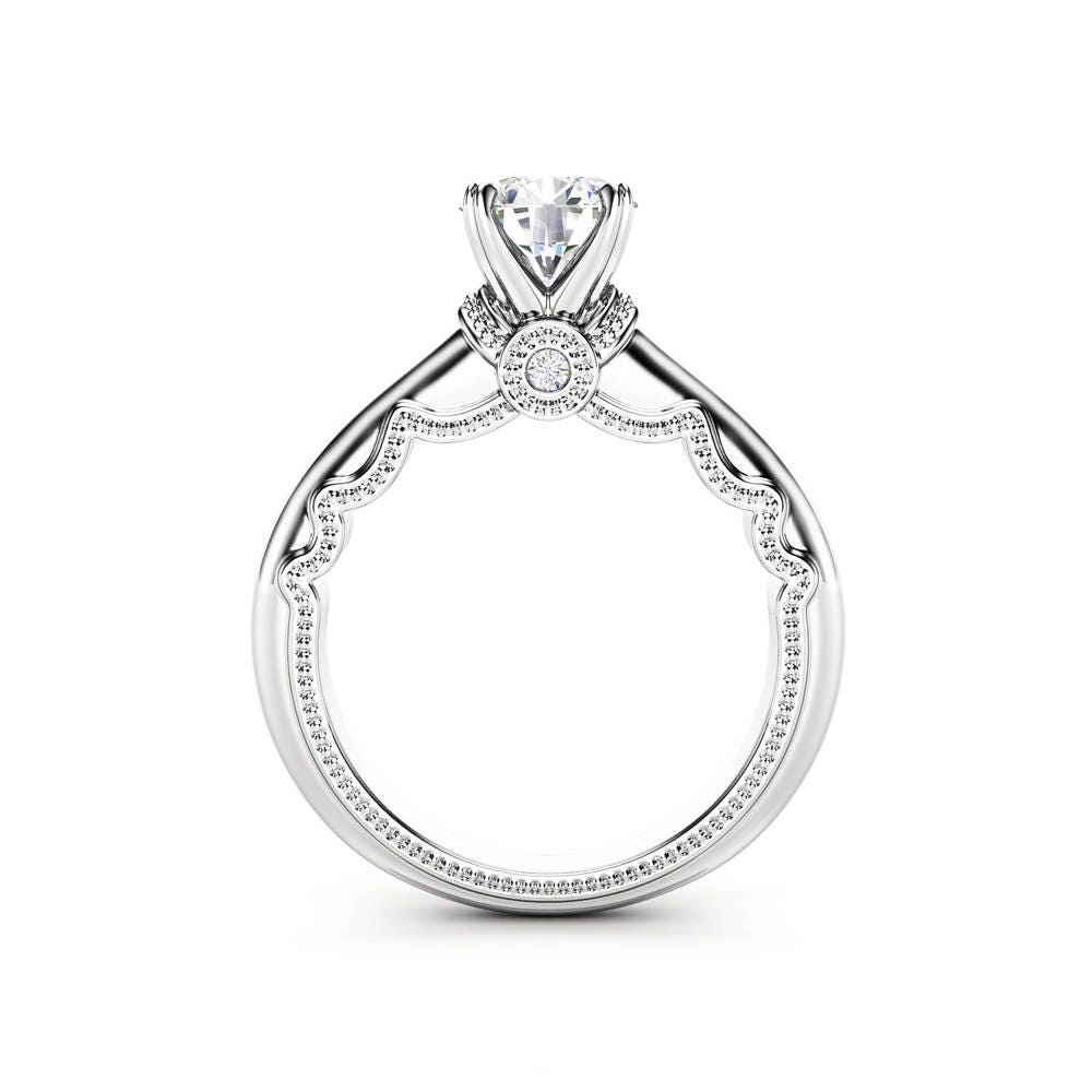 Estate Moissanite Engagement Ring 14K White Gold Estate Ring Etsy