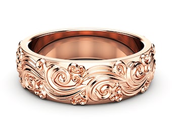 Mens Wedding Band Rose Gold Wedding Band Unique Wedding Ring