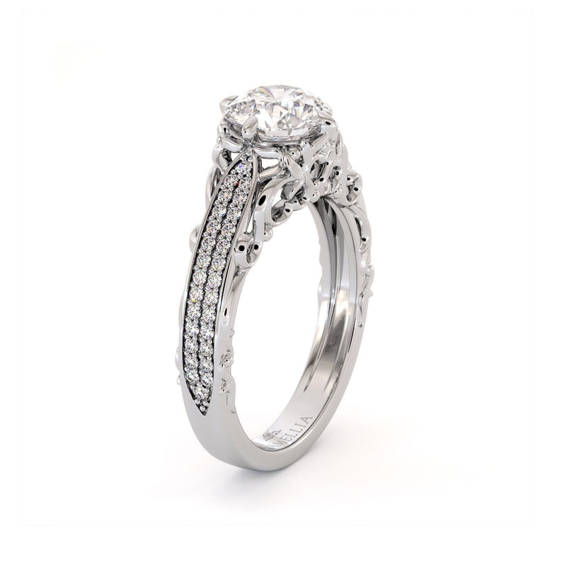 Vintage Engagement Ring Laboratory Diamond Ring White Gold Etsy