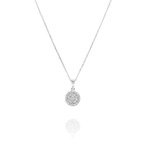 14K Gold Round Diamond Necklace Fine Jewelry