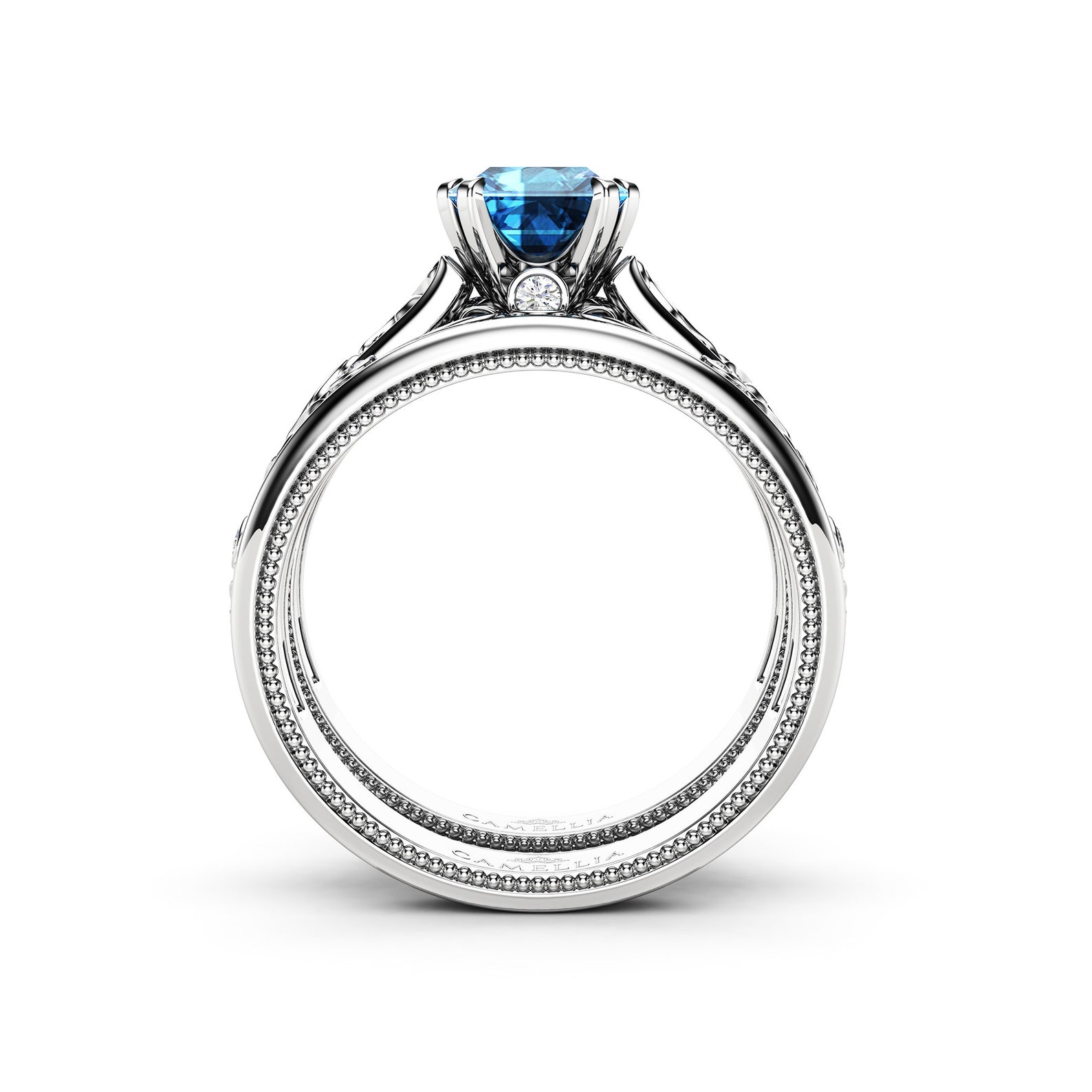 London Blue Topaz Engagement Ring Set Princess Cut Topaz Etsy