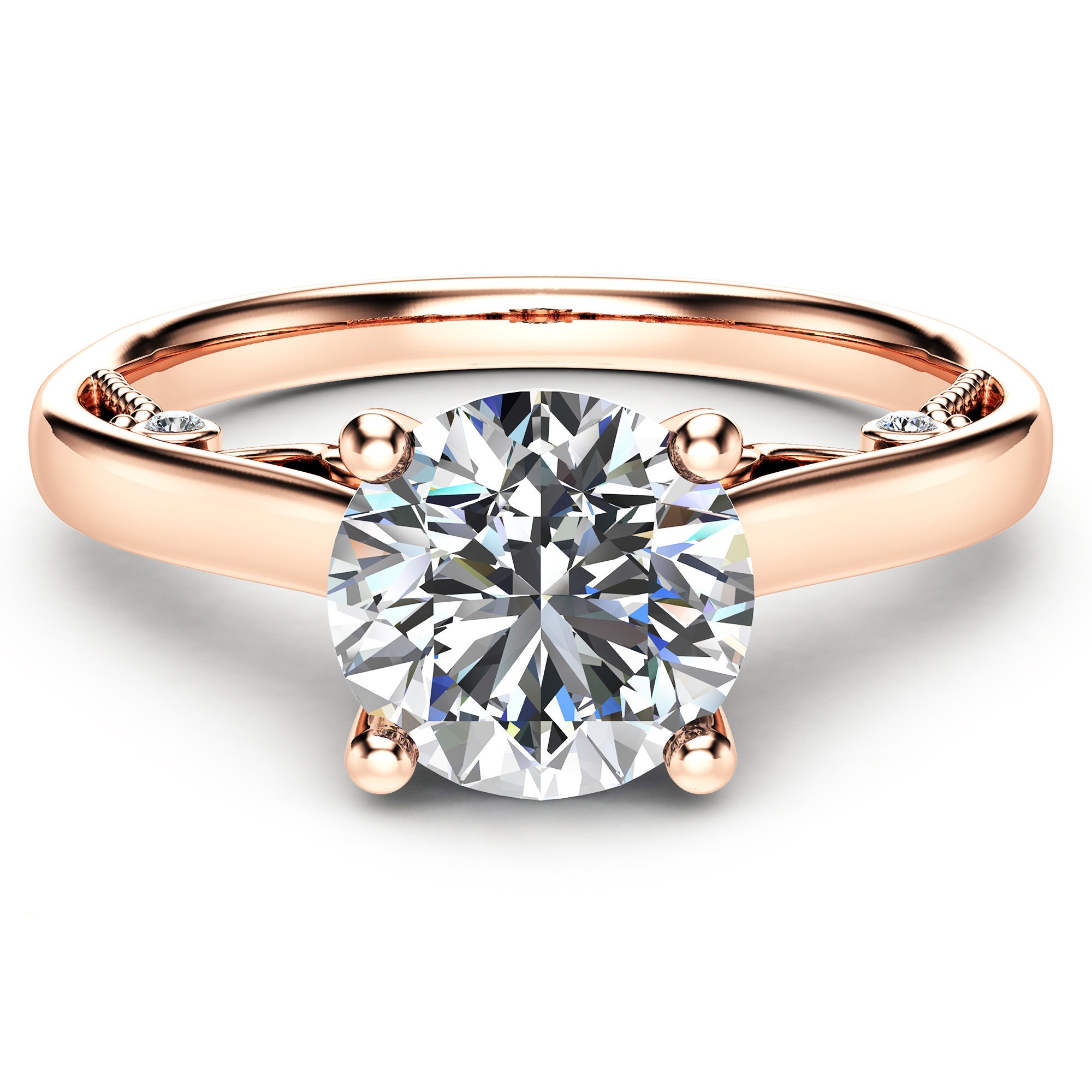 Vintage Engagement Ring 14K Rose Gold Filigree Ring Solitaire Etsy