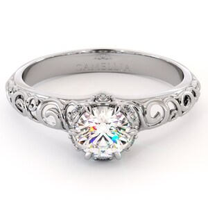 Asymmetrical Texture Engagement Ring D VVS1 Moissanite