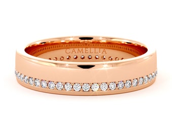 Special 14K Rose Gold Woman Wedding Diamonds Ring 4.5 mm