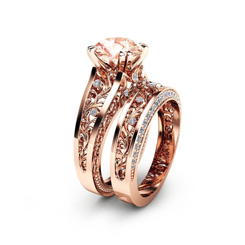 Rose Gold Ring Set Etsy Singapore