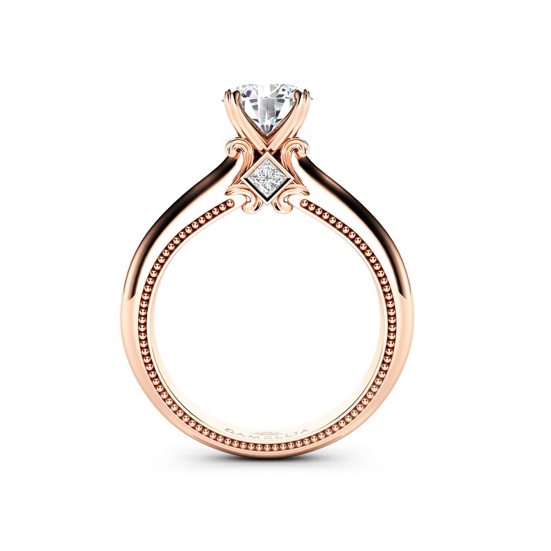 Victorian Moissanite Engagement Ring 14K Rose Gold Ring Unique Etsy