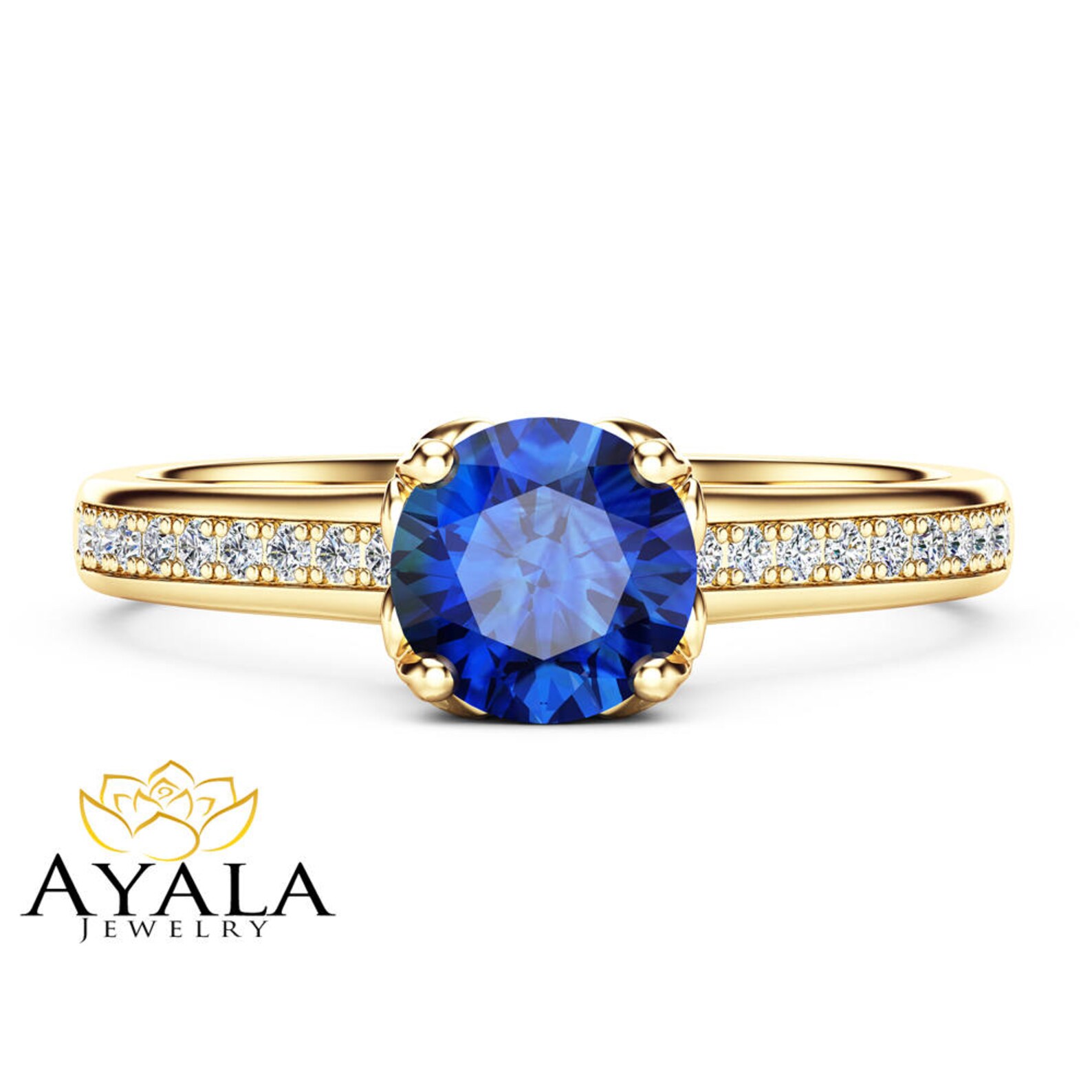 Sapphire Vintage Promise Ring 14K Yellow Gold Engagement Ring Etsy