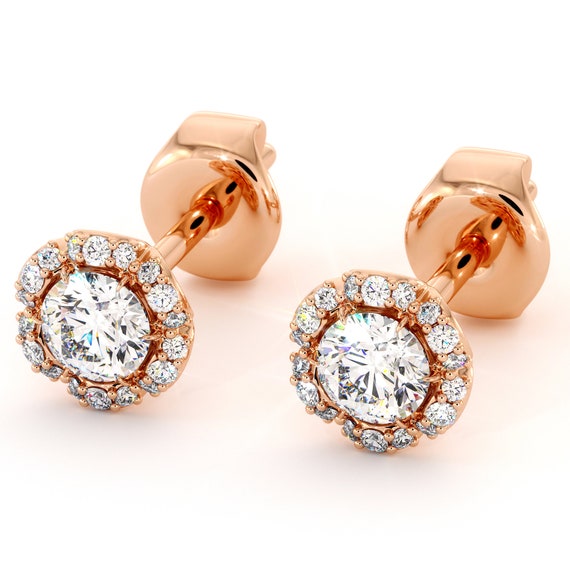 Boucles D'oreilles Clous En Or 14K Avec Diamants Ronds 0,22 Carats - Neuf Avec étiquettes, Taille 6mm