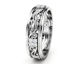 Women Wedding Band Unique Wedding Ring Diamond Wedding Band