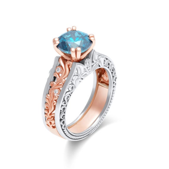 2 carat blue diamond ring deals