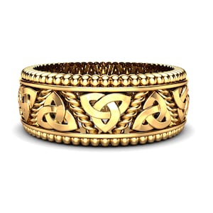 14K Gold Celtic Mens Wedding Band