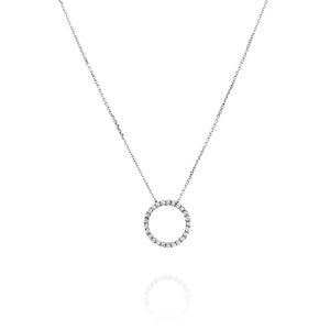 14K Gold Circle Necklace For Women With Natural Diamonds
