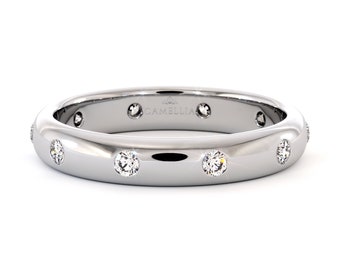 Elegant Women's Wedding Diamond Band 14K White Gold 3.6mm