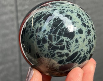 Spider Web Obsidian Sphere with Display Stand