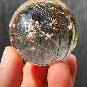 Gold Rutile Quartz Sphere with Unique Inclusions
