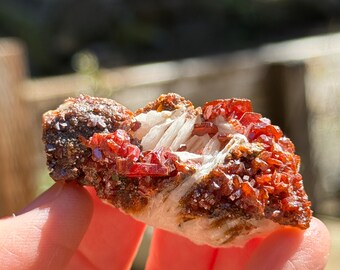 Vanadinite Crystal with Barite, 51g Morocco