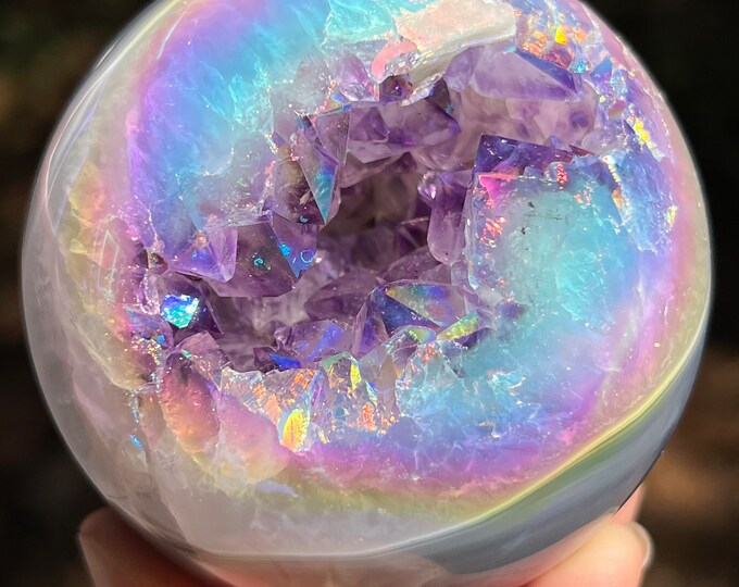 Angel Aura Amethyst Geode Sphere - Etsy