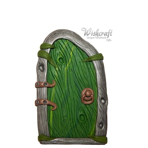 green Fairy Door Ornament - polymer clay fairy door - miniature fairy garden - Magic Portal Ornament - Dolls and Miniatures - clay sculpture