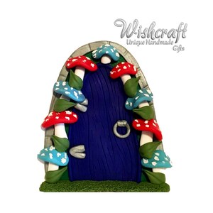 Blue fairy door ornament, fairy garden, polymer clay, tooth fairy door, miniature fairy door