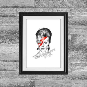 David Bowie Bleistift Zeichnung Kunstdruck Aladdin Sane Plakat Aladdin Sane Druck David bowie Kunst David Bowie Geschenk