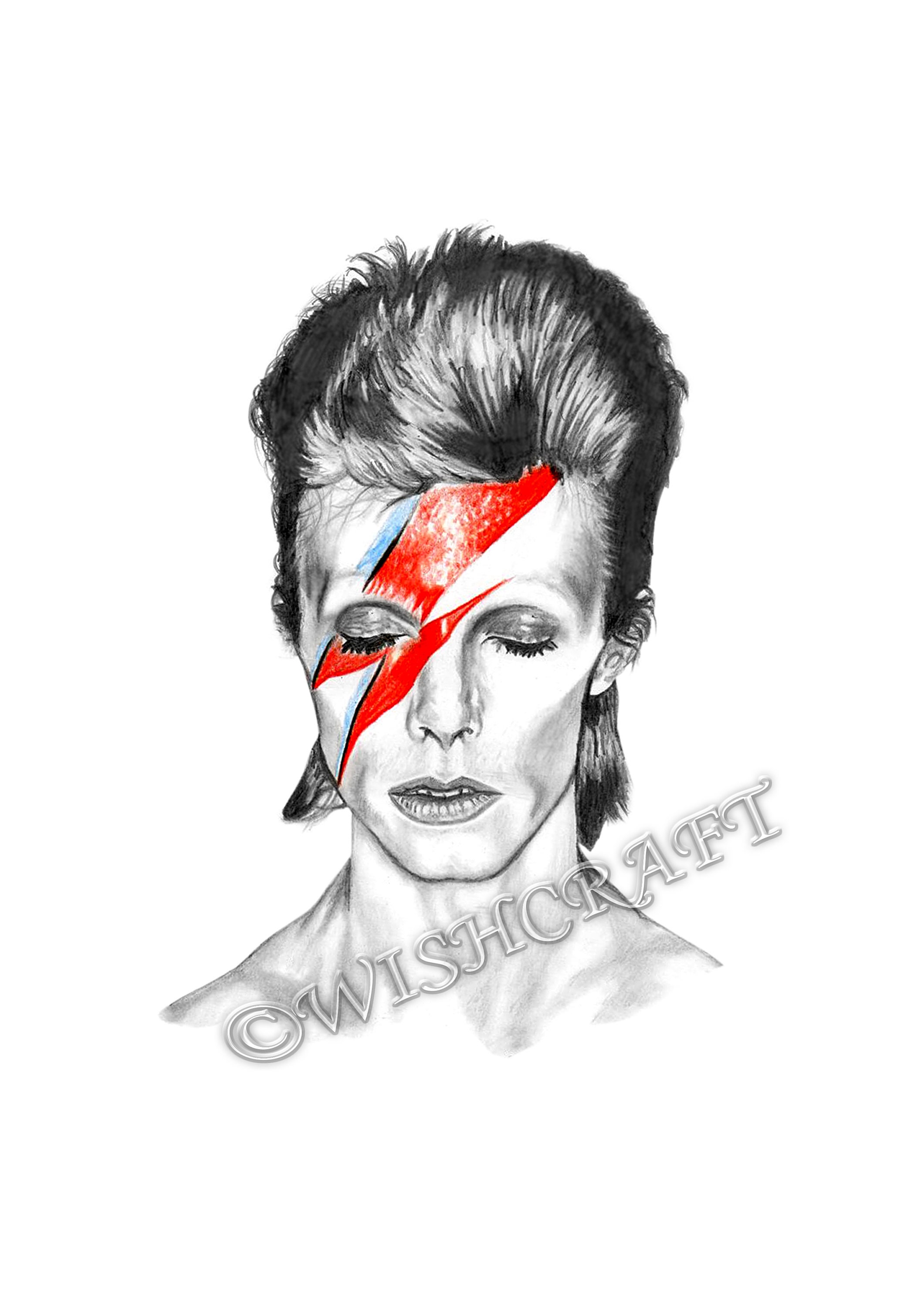 David Bowie Pencil Drawing Art Print Aladdin Sane Poster Aladdin Sane ...