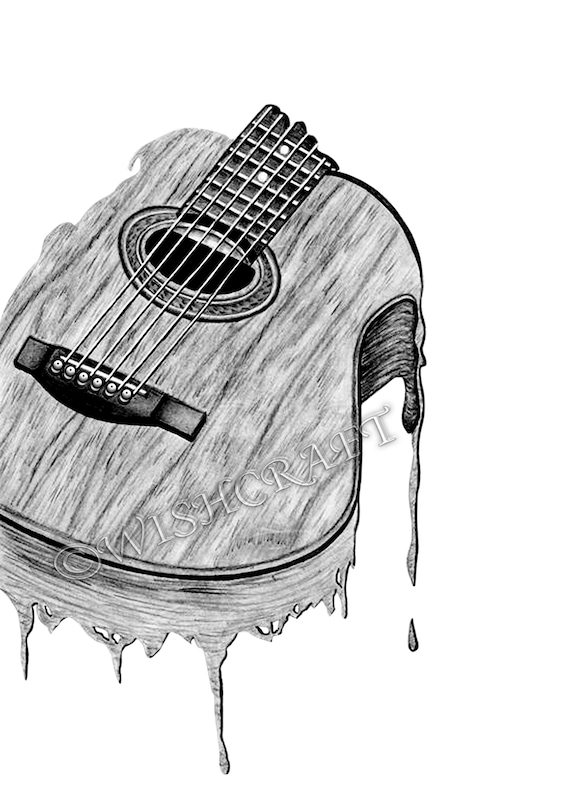 Pencil Drawing Of A Guitar