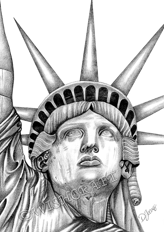 Statua della libertà New York City disegno a matita stampa - Etsy Italia