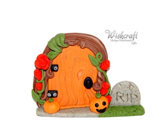 halloween fairy door ornament, fairy garden, fairy house, polymer clay, halloween ornament, halloween, fairy door