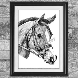 Horse pencil drawing art print