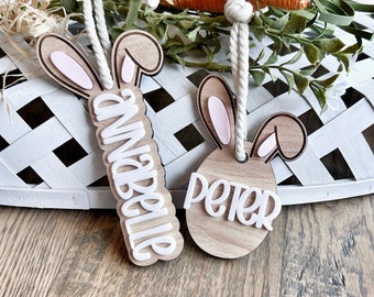 Easter Basket Tag, Bunny Ear Name Tag, Bunny Basket Tag, Easter Name Tag, Easter Basket Decor