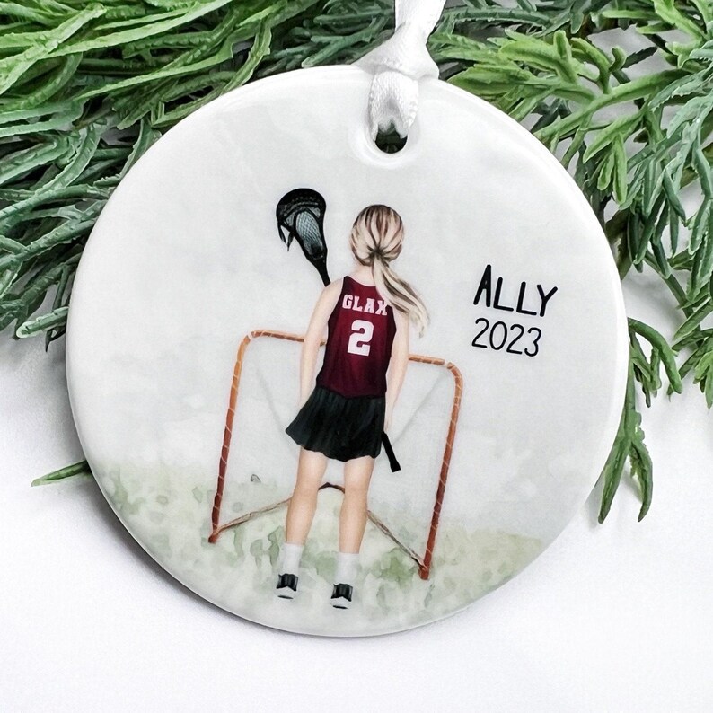 Lacrosse Ornament, Personalized Ornament for Boys or Girls, Custom Team Colors image 6