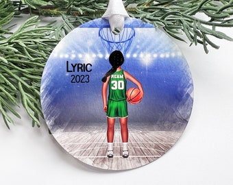 Girl Basketball Ornament, Personalized Basketball Ornament for Kids, Team Colors