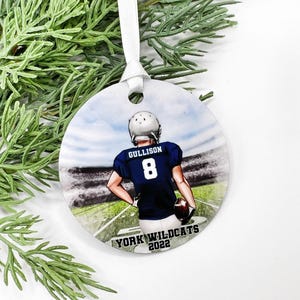 Football Ornament, Personalized High School Football Ornament, Teen Boy Football, Team Colors, Ornament for Football Player