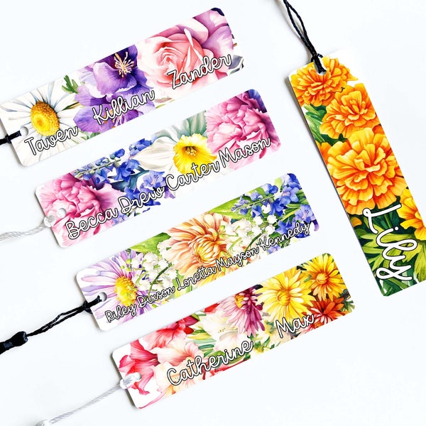 Personalized Birth Flower Bookmark for Mom | Mother's Day Gift with Children's Birth Month Flowers